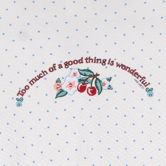 Mary Engelbreit DreamWear Quilted Robe L Women White Polka Dot Zip Cherry Pocket - Picture 7 of 8